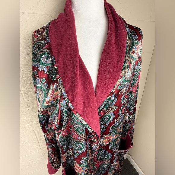 VTG Victoria's Secret Paisley Terry Cloth Lined Silky Robe LG SEE NOTES OLD MNY - Picture 2 of 14